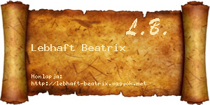 Lebhaft Beatrix névjegykártya
